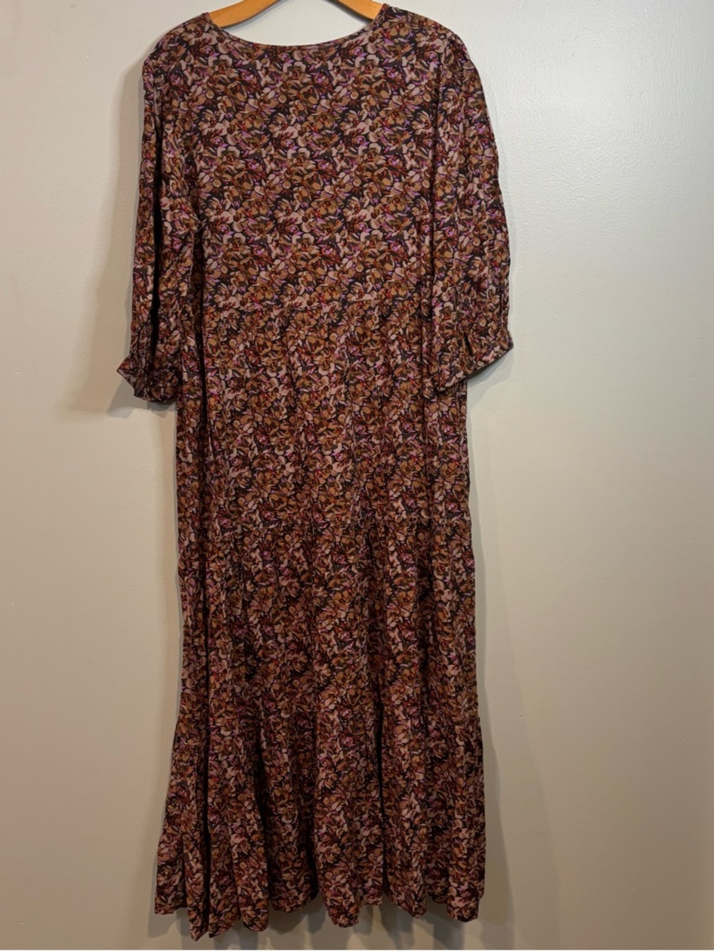 NATURAL LIFE Medium Brown Floral Tiered Maxi Dress - Picture 3 of 12